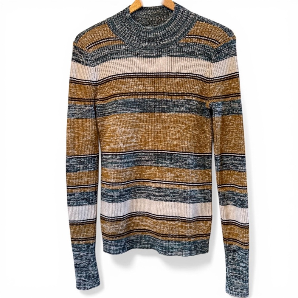 PrAna Wmns Acadia Mock Turtleneck Stretchy Earth Tones Multicolor M Sweater